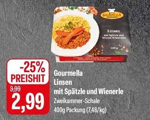 Gourmella Linsen mit Spätzle und Wienerle, 400g