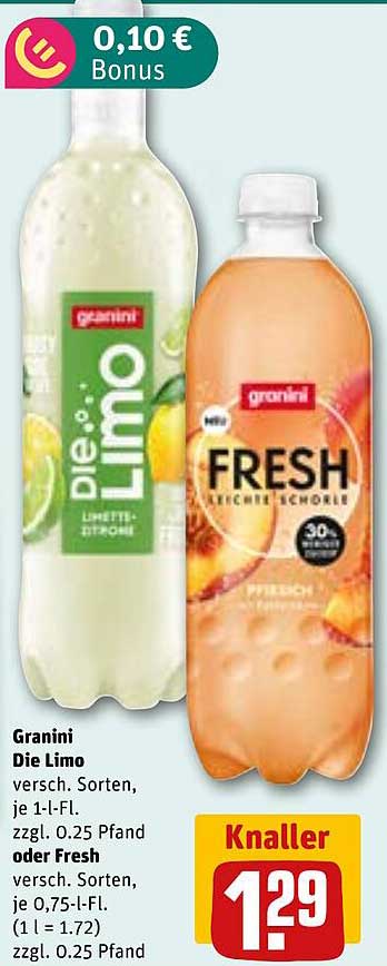 Granini Die Limo 1-Liter und Granini Fresh 0,75-Liter