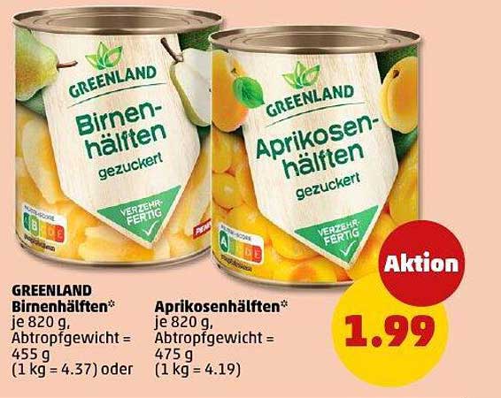 GREENLAND Birnenhälften oder Aprikosenhälften – jetzt im Angebot!