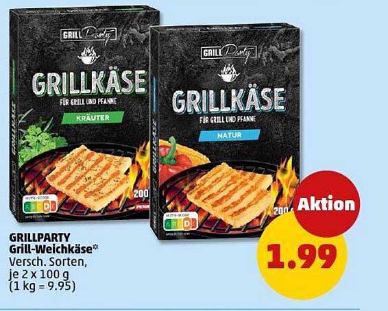 GRILLPARTY Grill-Weichkäse, 200 g, verschiedene Sorten (Natur und Kräuter)