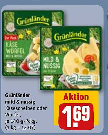 Grünländer mild & nussig Käse - Scheiben oder Würfel