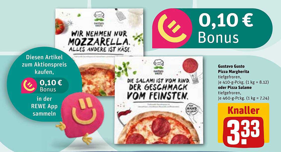 Gustavo Gusto Pizza Margherita oder Pizza Salame