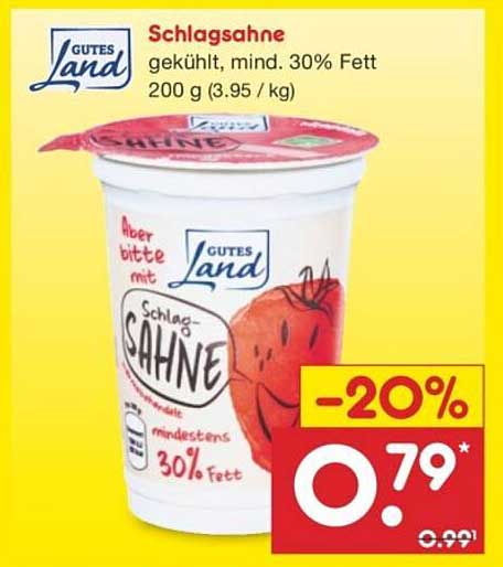 Gutes Land Schlagahne 200 g - 20% Rabatt