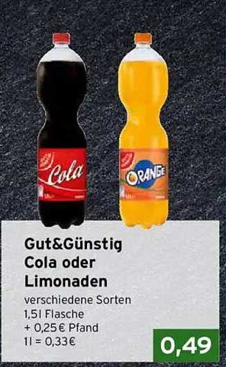 Gut&Günstig Cola oder Limonaden 1,5l
