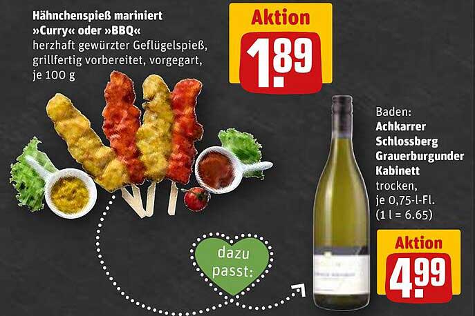 Hähnchenspieß mariniert »Curry« oder »BBQ«