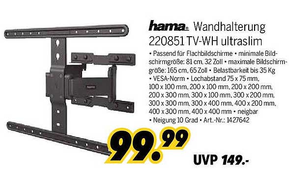 Hama Wandhalterung 220851 TV-WH ultraslim