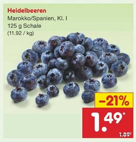 Heidelbeeren Marokko/Spanien, KI. I 125 g Schale