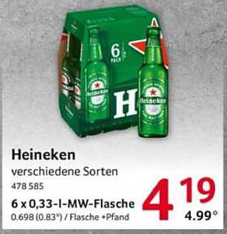 Heineken 6 x 0,33 l-MW-Flasche - verschiedene Sorten