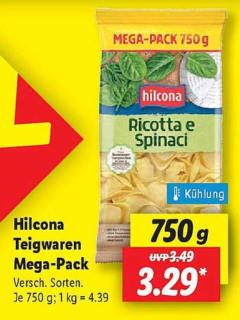 Hilcona Teigwaren Mega-Pack 750 g - Ricotta e Spinaci