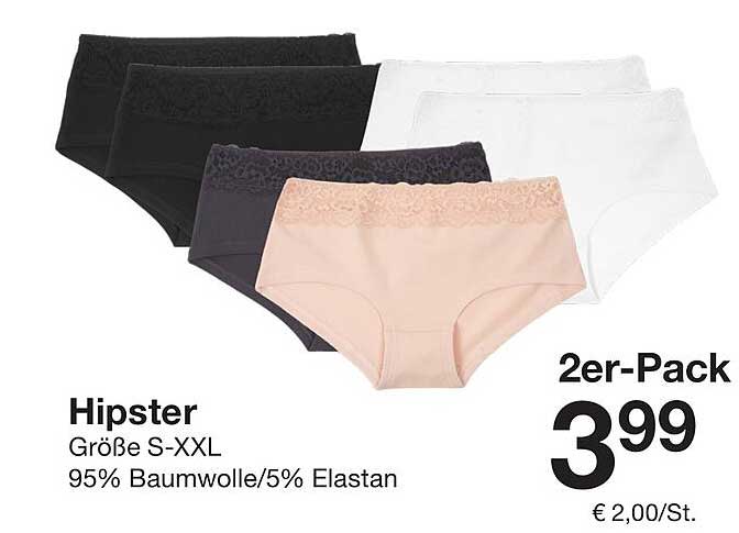 Hipster Unterwäsche 2er-Pack für nur 3,99 €