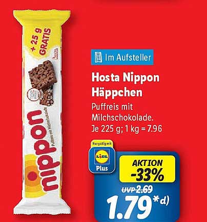 Hosta Nippon Häppchen - Puffreis mit Milchschokolade