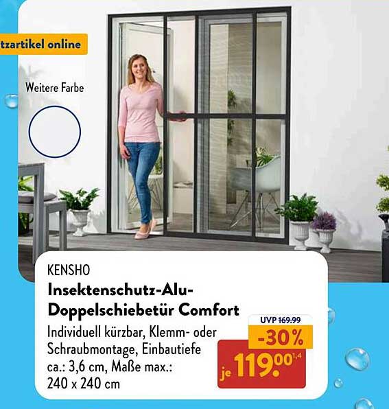 Insektenschutz-Alu-Doppelschiebetür Comfort