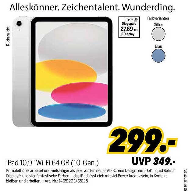 iPad 10,9" Wi-Fi 64 GB (10. Gen.)