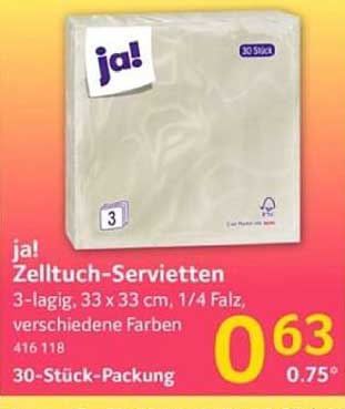 ja! Zelltuch-Servietten 3-lagig, 30-Stück-Packung