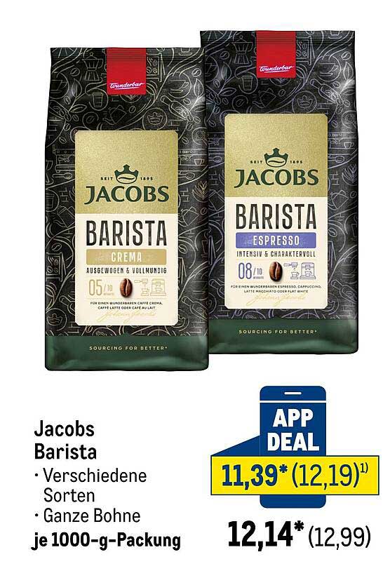 Jacobs Barista - Verschiedene Sorten Ganze Bohne je 1000-g-Packung