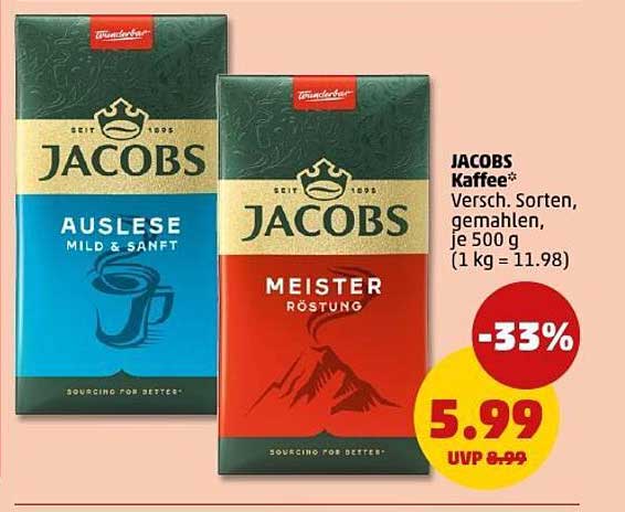 JACOBS Kaffee - Verschiedene Sorten, gemahlen, je 500 g