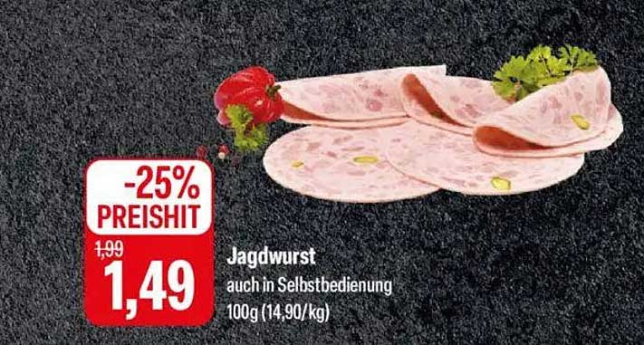 Jagdwurst auch in Selbstbedienung 100g (14,90/kg)