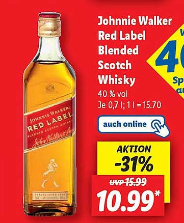 Johnnie Walker Red Label Blended Scotch Whisky 0,7 l