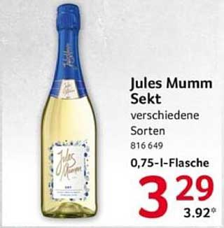 Jules Mumm Sekt - verschiedene Sorten