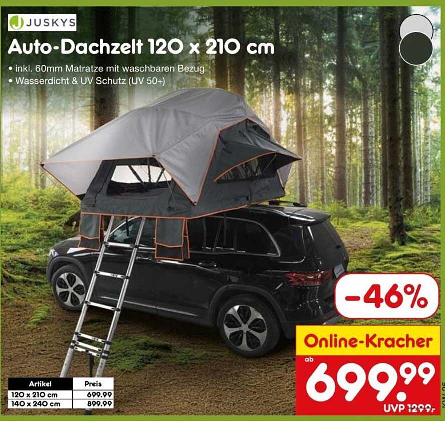 JUSKYS Auto-Dachzelt 120 x 210 cm