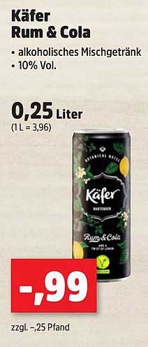 Käfer Rum & Cola - alkoholisches Mischgetränk