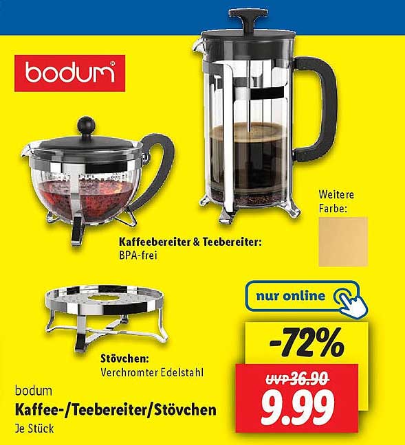 Kaffee-/Teebereiter/Stövchen von Bodum - je Stück