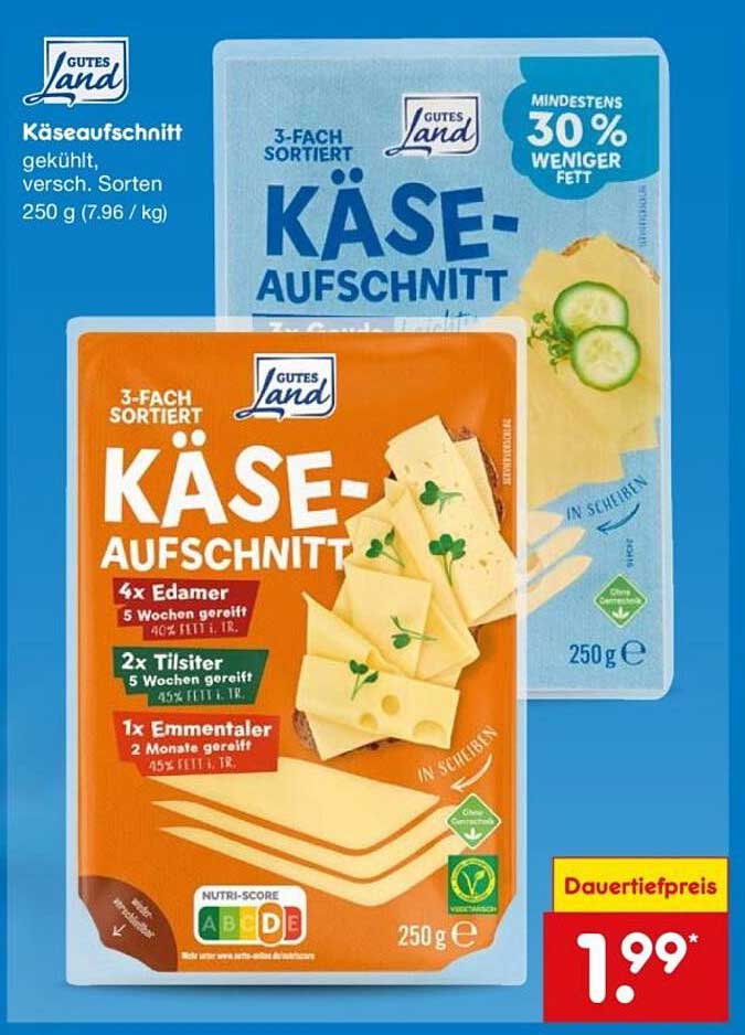 Käseaufschnitt 3-fach sortiert, 250 g
