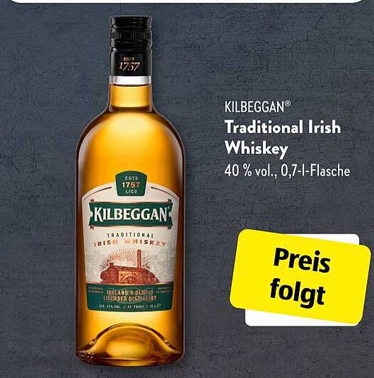 Kilbeggan® Traditional Irish Whiskey, 0,7 l