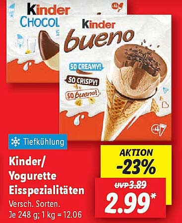 Kinder/Yogurette Eisspezialitäten - jetzt im Angebot!