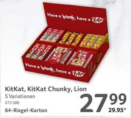 KitKat, KitKat Chunky, Lion – 64-Riegel-Karton