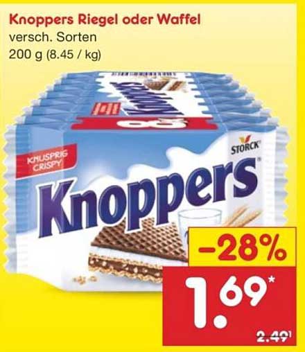 Knoppers Riegel oder Waffel - verschiedene Sorten