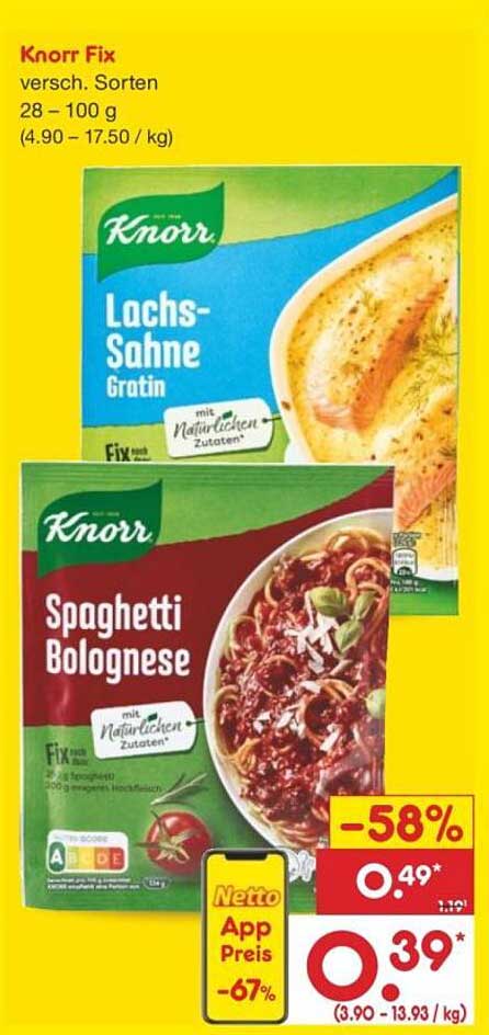 Knorr Fix - Lachs-Sahne Gratin & Spaghetti Bolognese