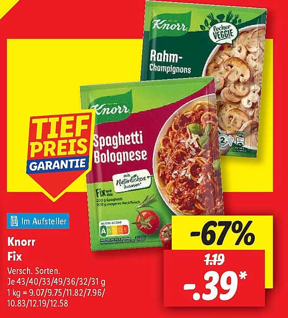 Knorr Fix - Spaghetti Bolognese & Rahm-Champignons