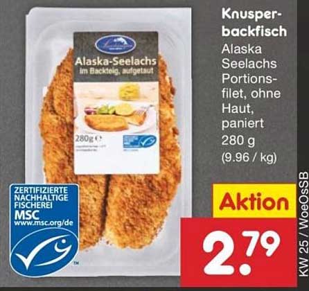 Knusperbackfisch - Alaska-Seelachs Portionsfilet, ohne Haut, paniert