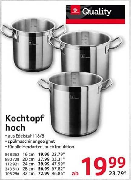 Kochtopf hoch aus Edelstahl 18/8