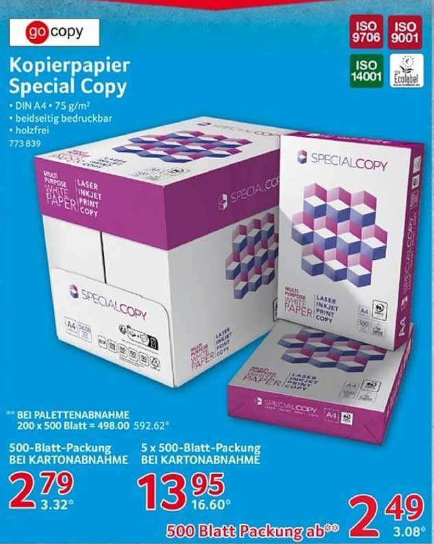 Kopierpapier Special Copy 500-Blatt-Packung