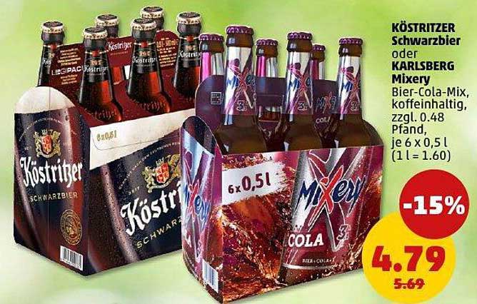 KÖSTRITZER Schwarzbier oder KARLSBERG Mixery Bier-Cola-Mix
