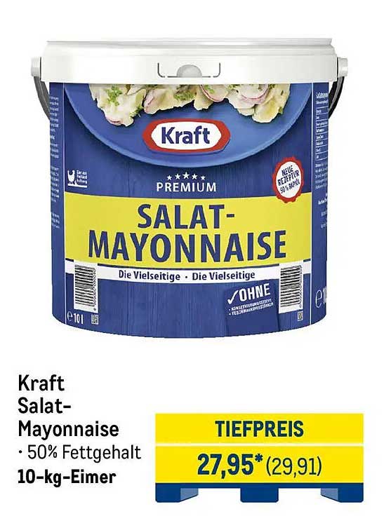 Kraft Salat-Mayonnaise 10-kg-Eimer - 50% Fettgehalt