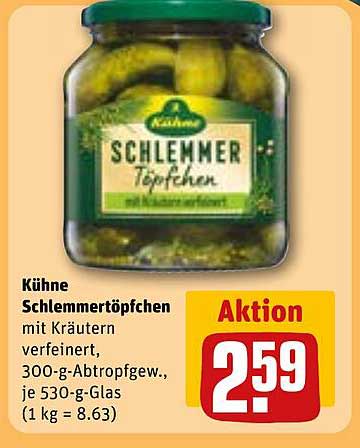 Kühne Schlemmer-Töpfchen mit Kräutern, 300-g-Abtropfgewicht, je 530-g-Glas
