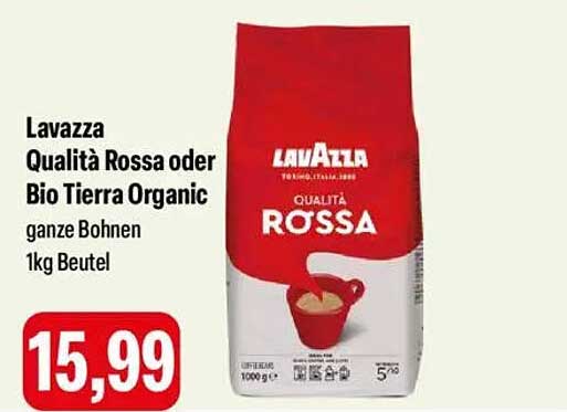 Lavazza Qualità Rossa oder Bio Tierra Organic ganze Bohnen 1kg Beutel