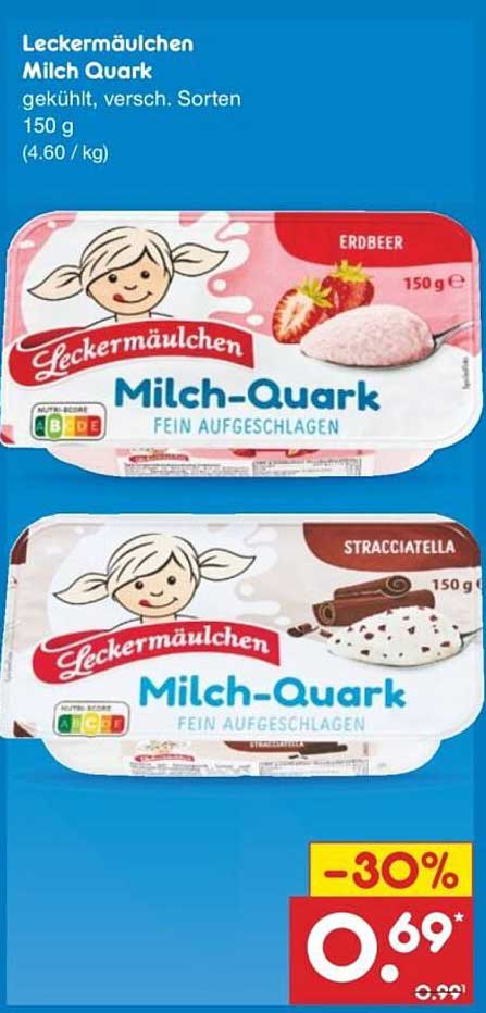 Leckermäulchen Milch Quark 150 g (Erdbeer und Stracciatella)