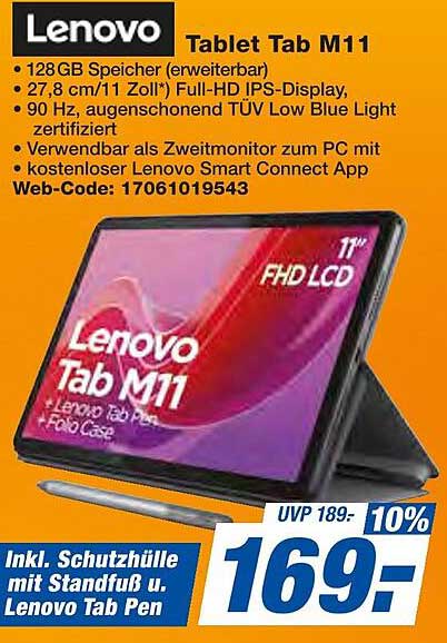 Lenovo Tablet Tab M11 - 128 GB Speicher (erweiterbar)