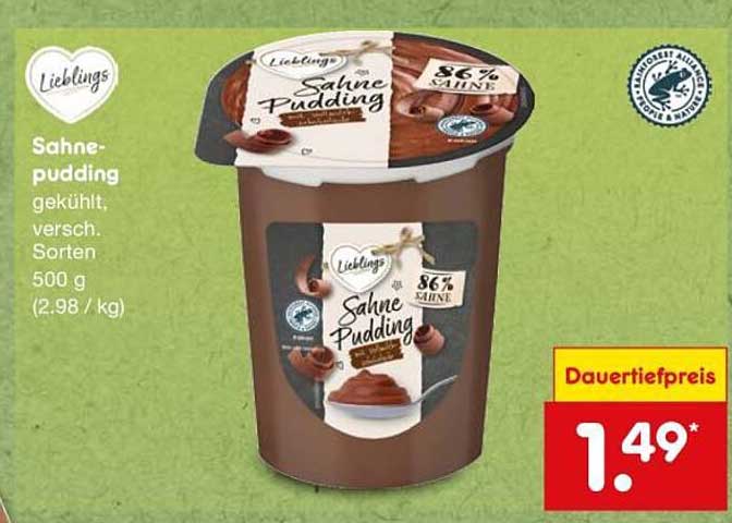 Lieblings Sahnepudding 500 g - Dauerpreis 1,49 €