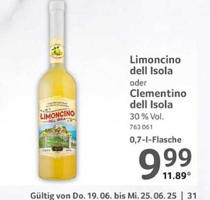 Limoncino dell Isola oder Clementino dell Isola 0,7 l-Flasche