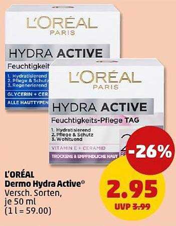 L'ORÉAL Dermo Hydra Active Feuchtigkeits-Pflege 50 ml