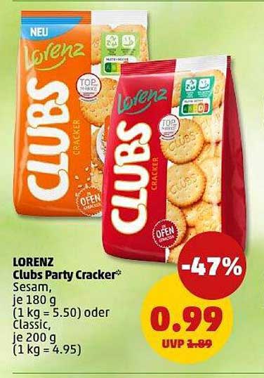 Lorenz Clubs Party Cracker - 47% Rabatt auf köstliche Snacks