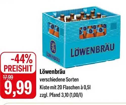 Löwenbräu  Kiste mit 20 Flaschen à 0,5l - Nur für kurze Zeit!