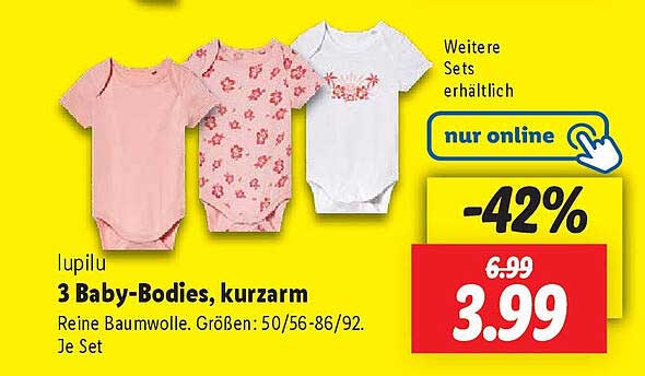 lupilu 3 Baby-Bodies, kurzarm