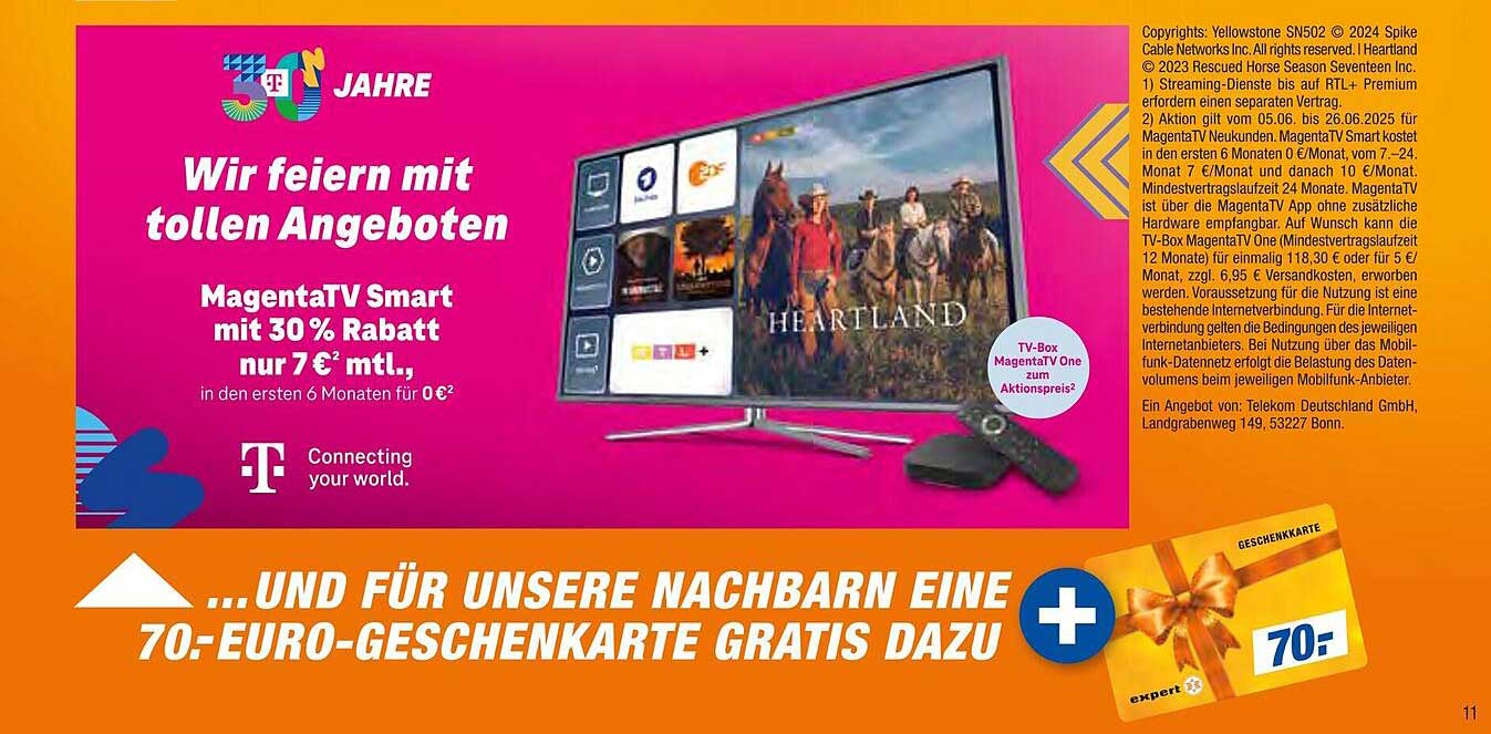 MagentaTV Smart mit 30 % Rabatt - nur 7 € monatlich