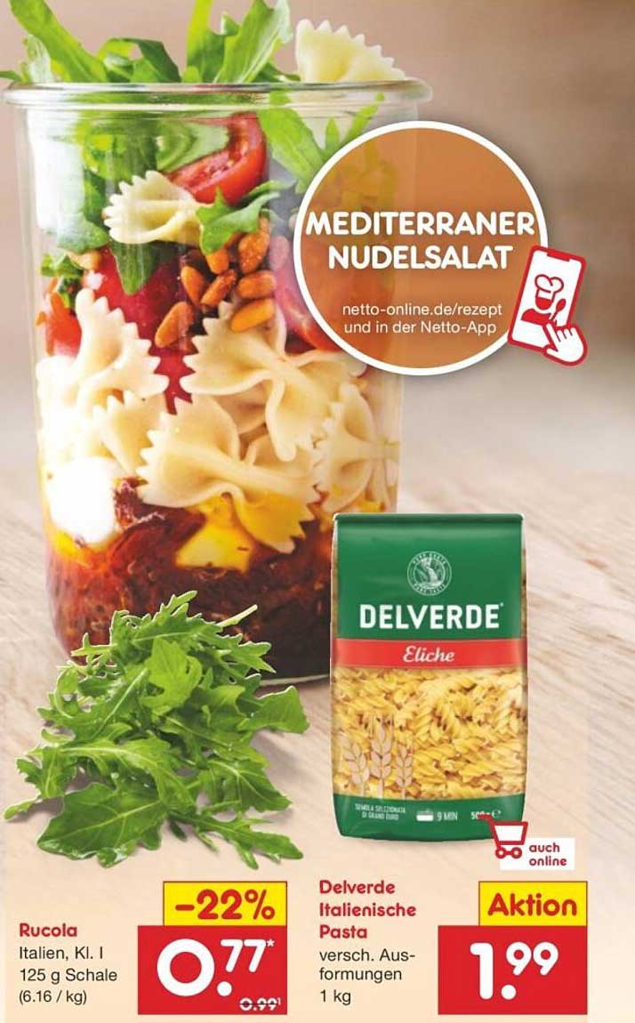 Mediterraner Nudelsalat - Delverde Italienische Pasta und Rucola